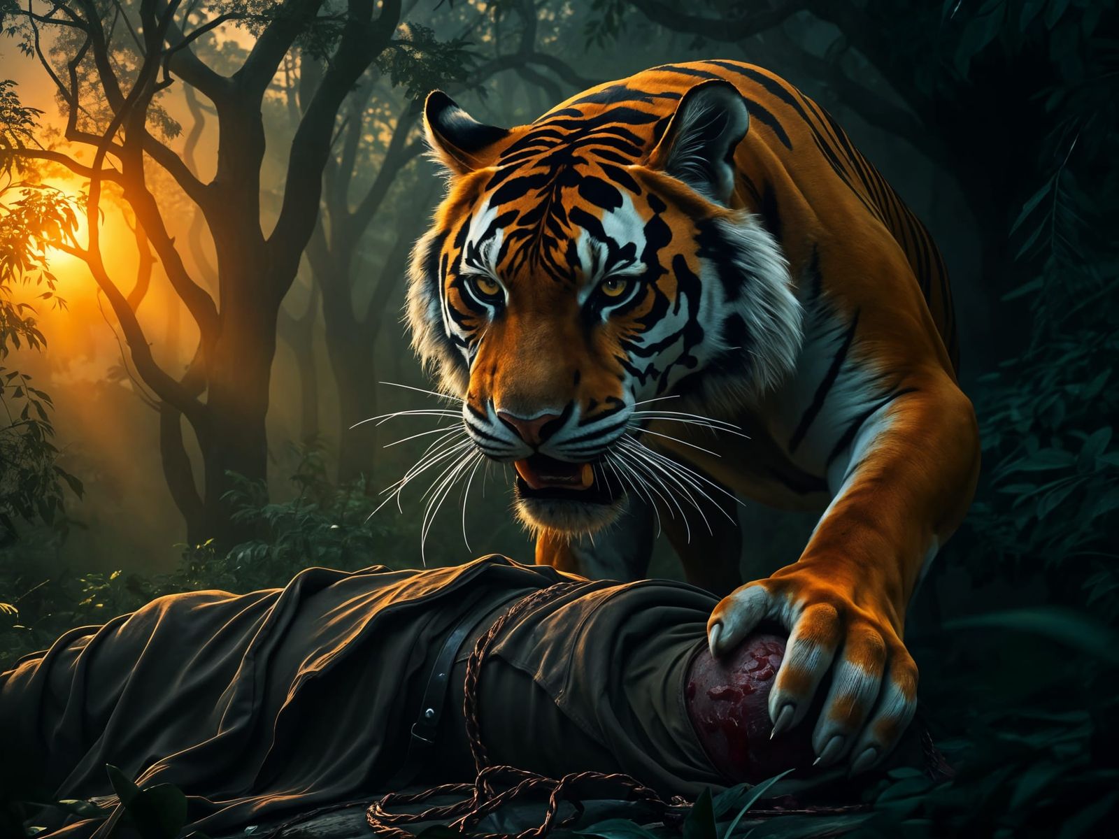 Fierce Bengal Tiger in Brutal Jungle Ambush