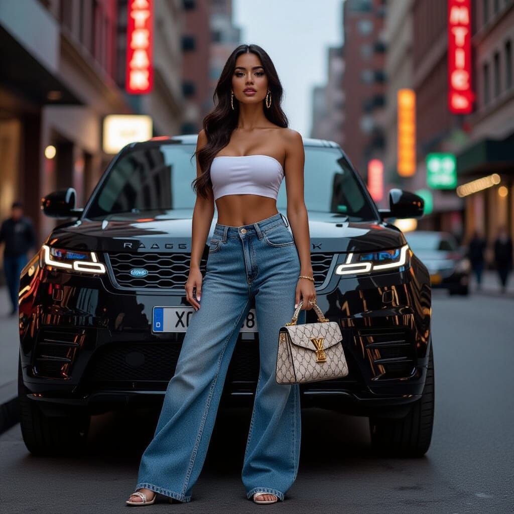 Latina Woman in Urban Neon Style
