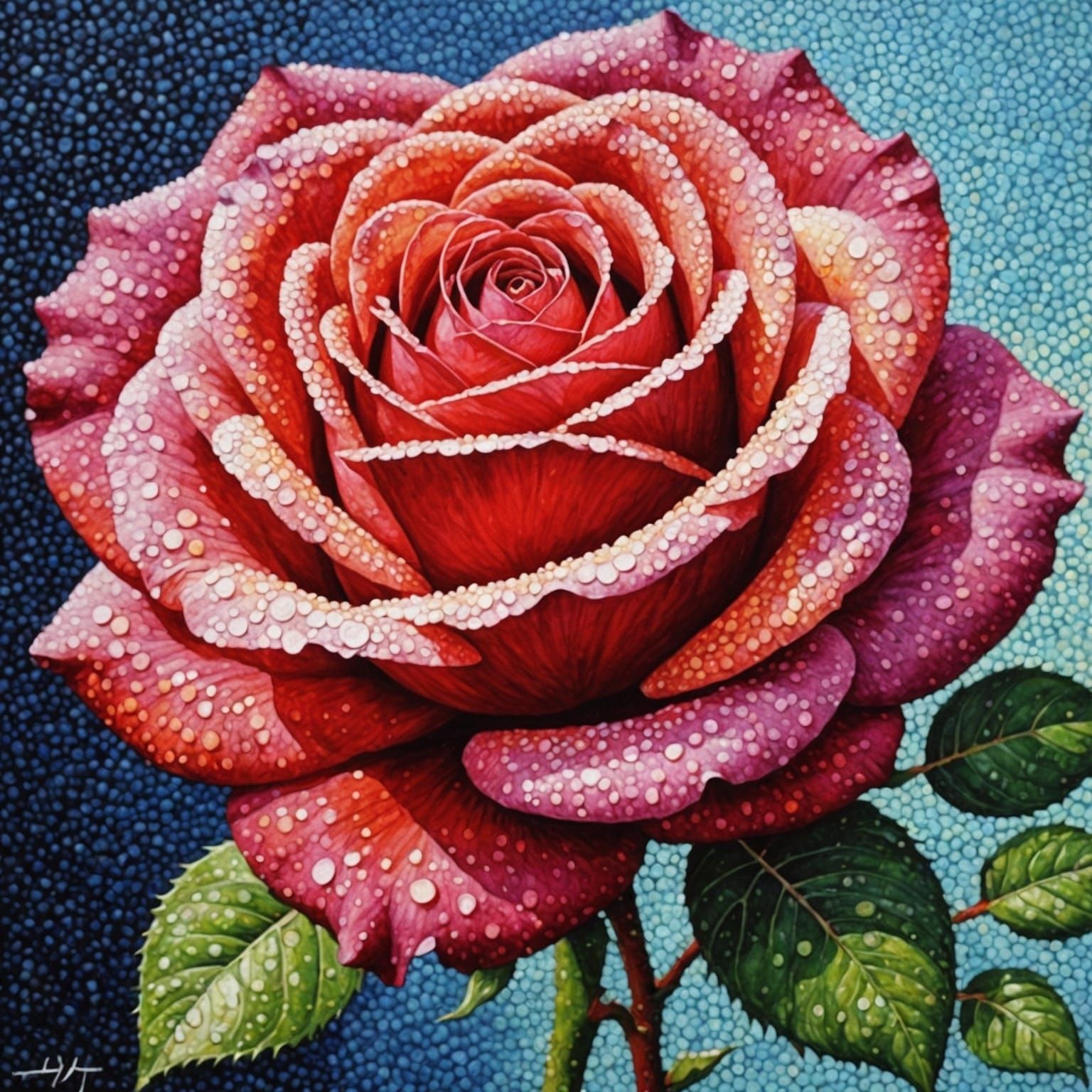Pointillist Rose Illustration