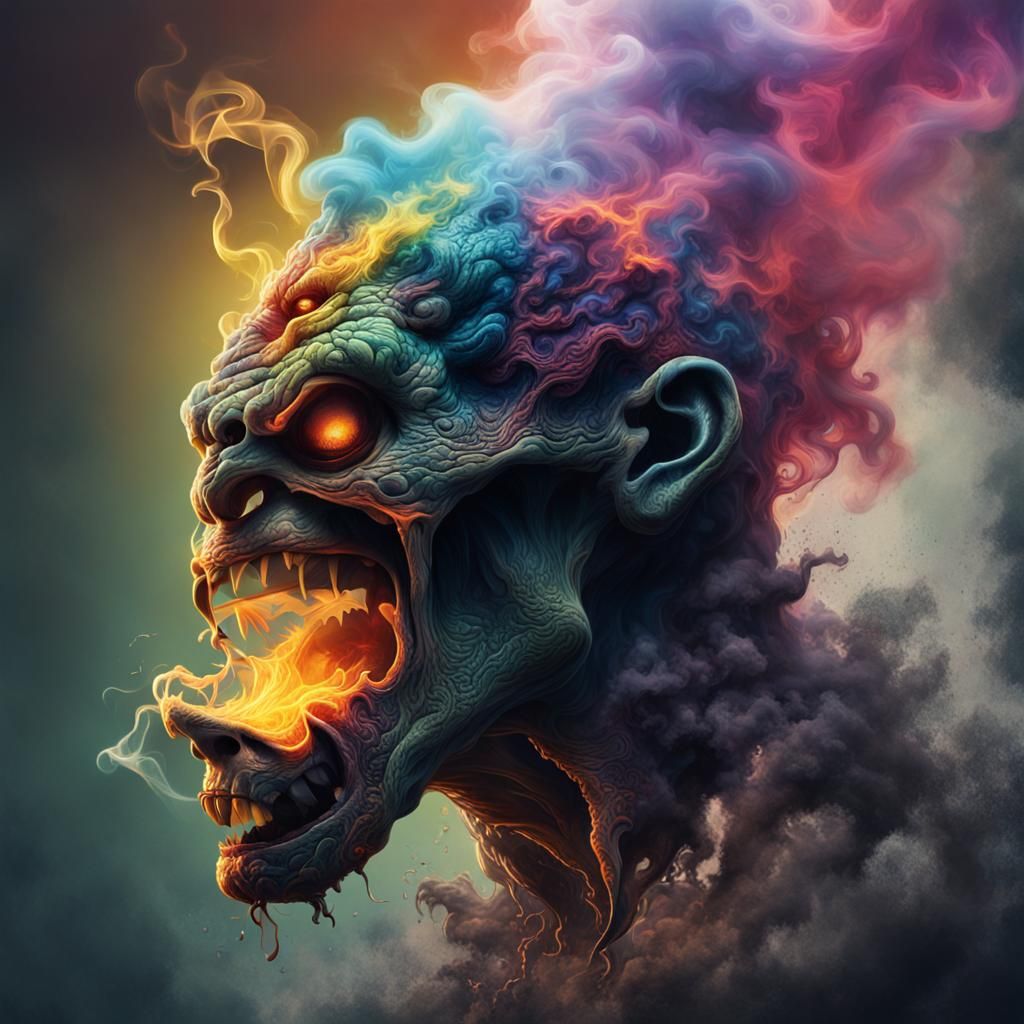 Hyperrealistic Smoke Monster in Splash Art Style