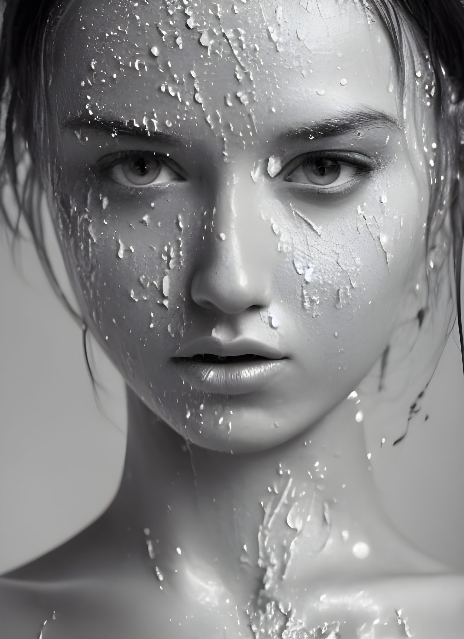 Sensual Woman with White Goo: Photorealistic Image