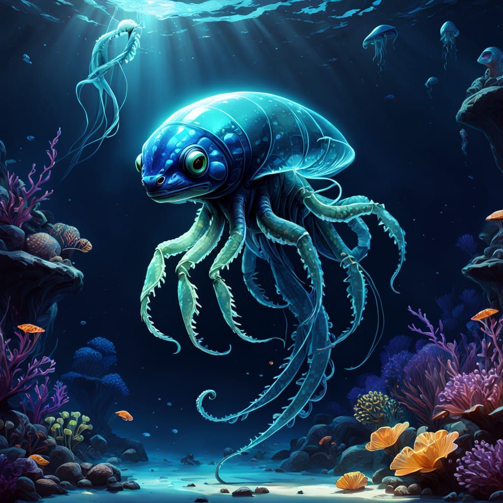 Mystical Serpentine Lizard with Scorpion Tail in Iridescent ...