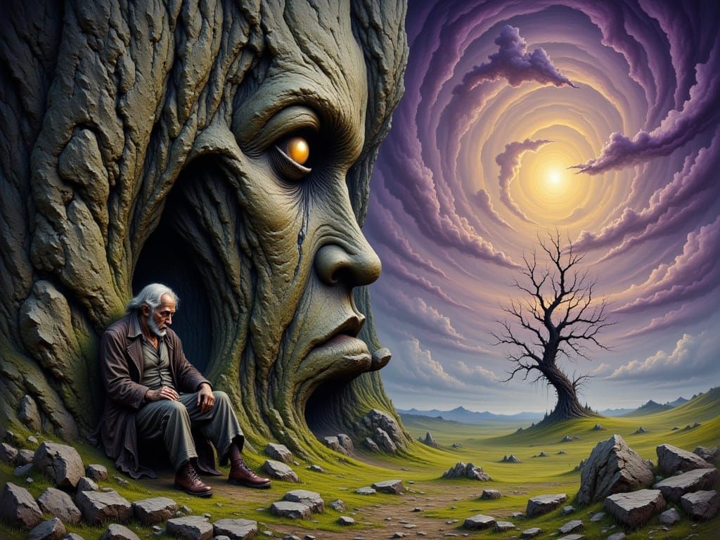 <lora:Abstract extra:1.0> A cragged face