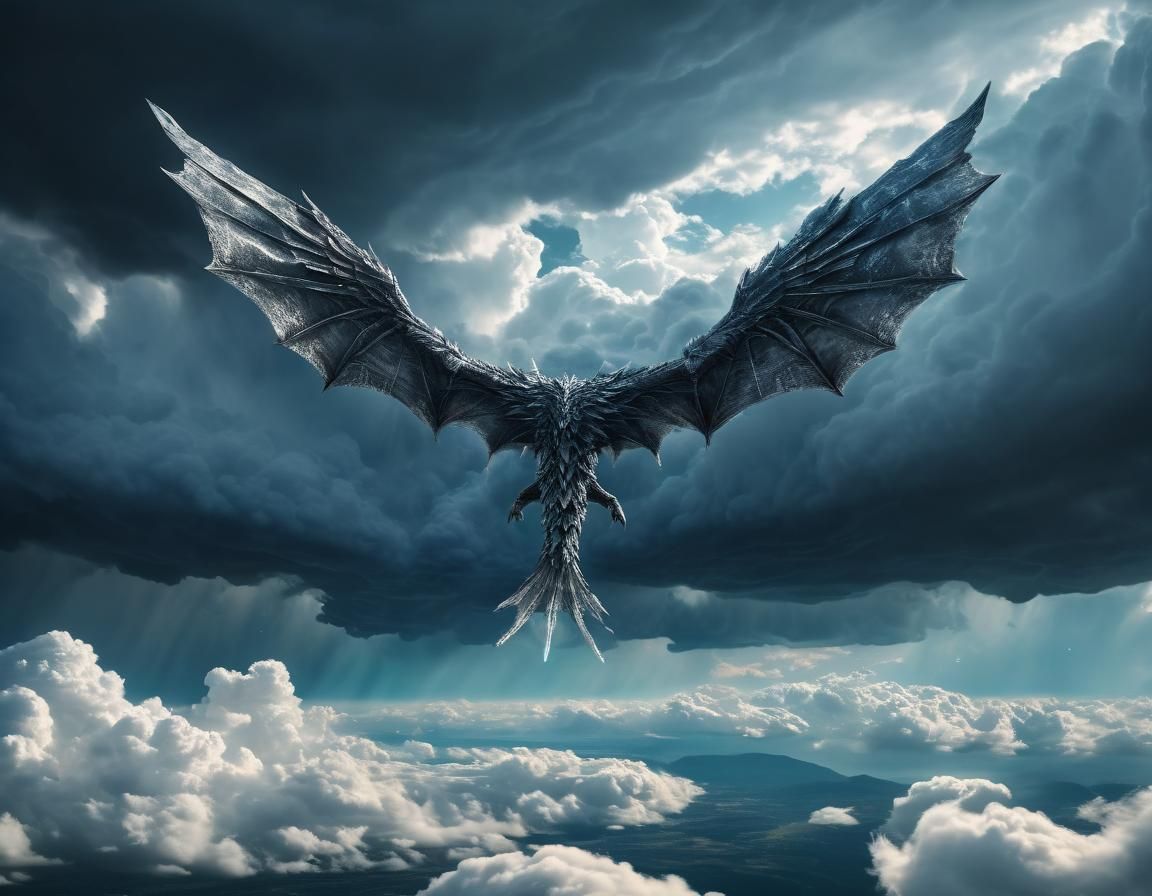 Epic Cloudscape: Giant Wings in Storm