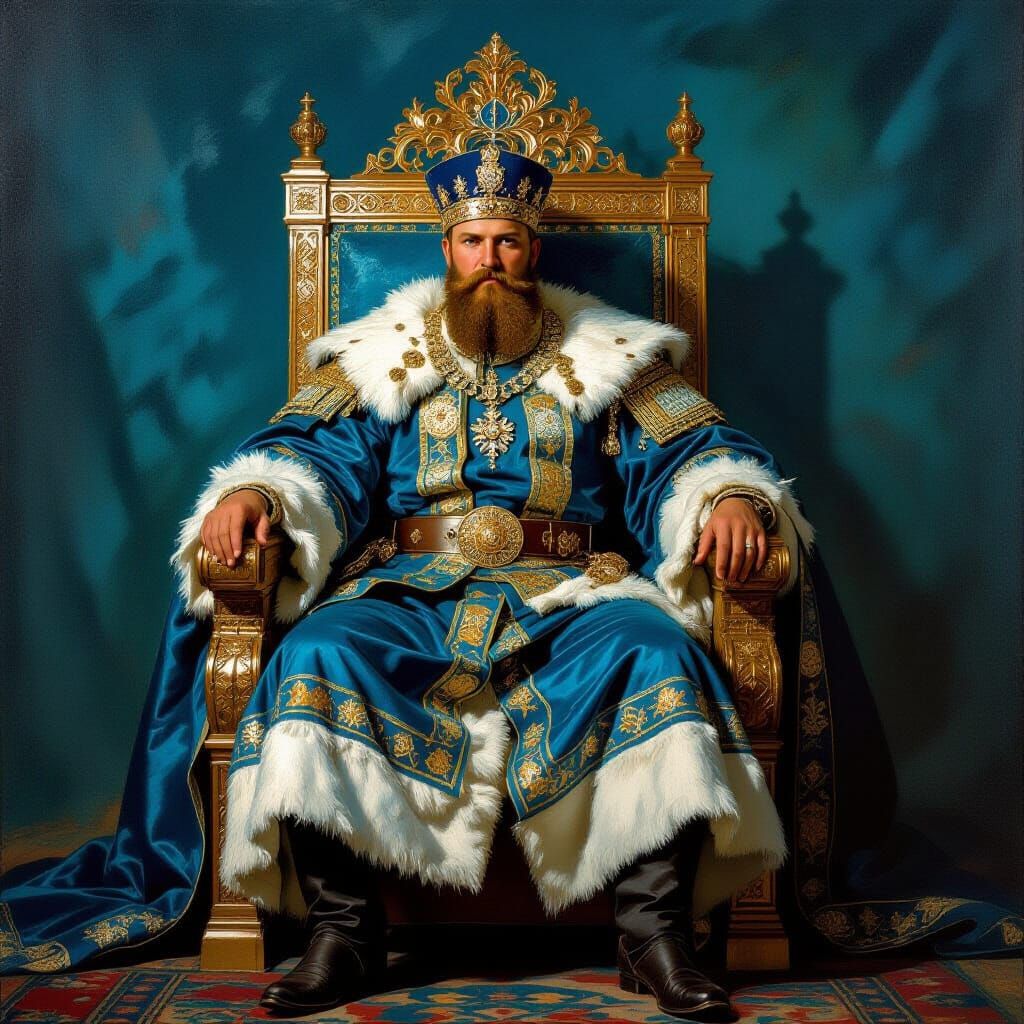 Russian Tsar on Ivory Throne in Classical Style