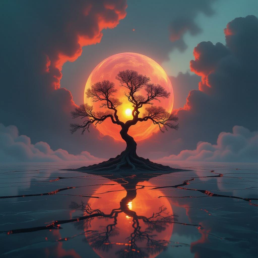 Surreal Landscape on Polished Carnelian Gemstone