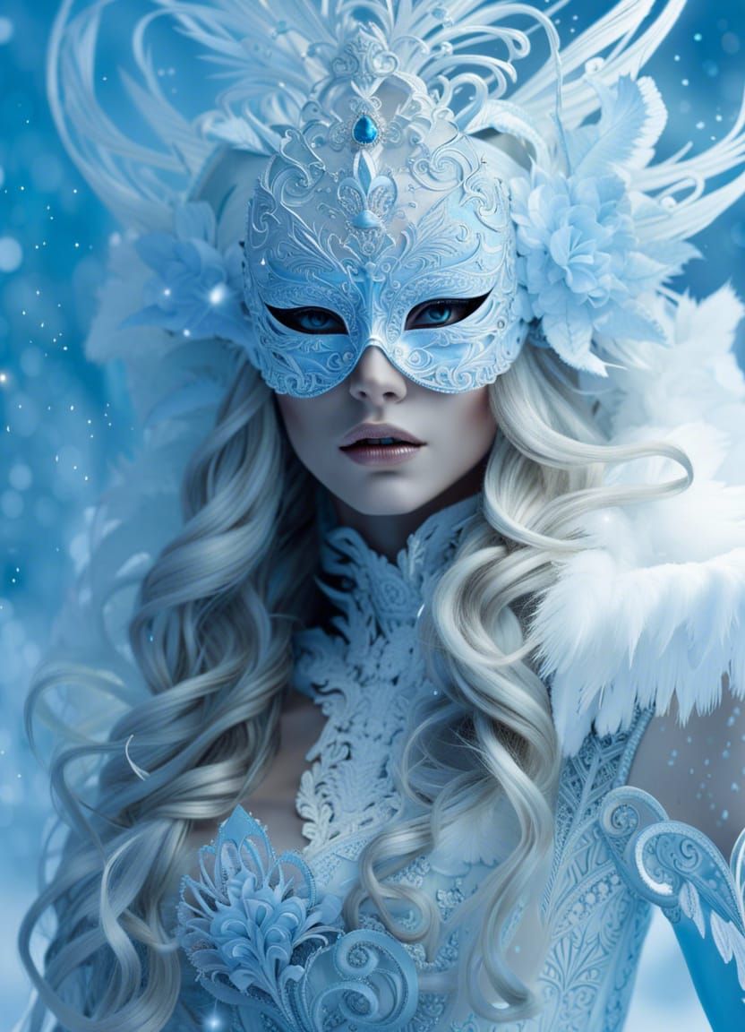 Mysterious Snow Queen with Elaborate Mask