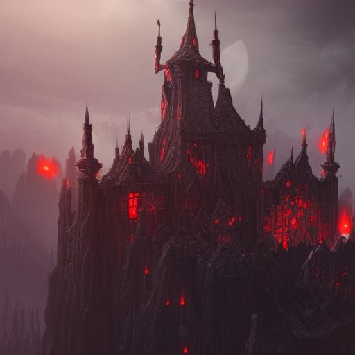 Detailed Matte Painting of a Demonic Castle
