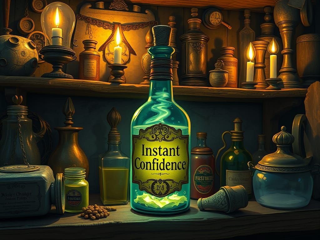 Whimsical Potion Bottle Glows with Mysterious Green Light