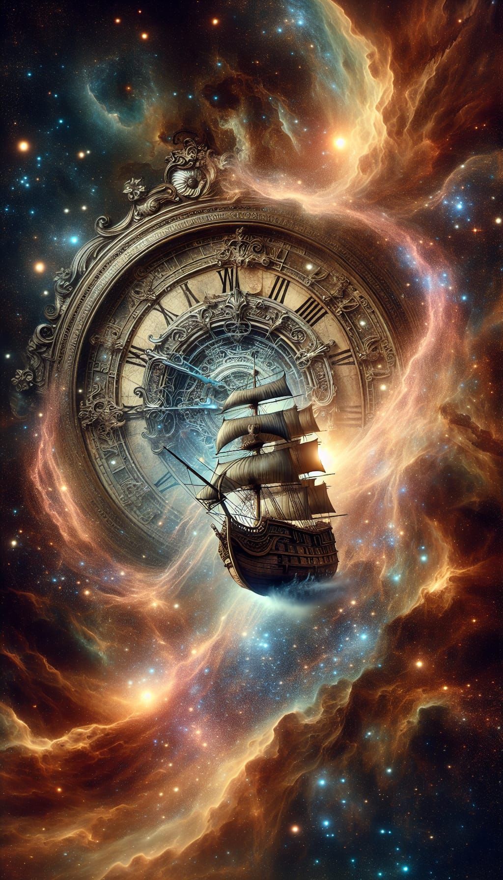 Pirate Ship Sails Cosmic Tides Through Time