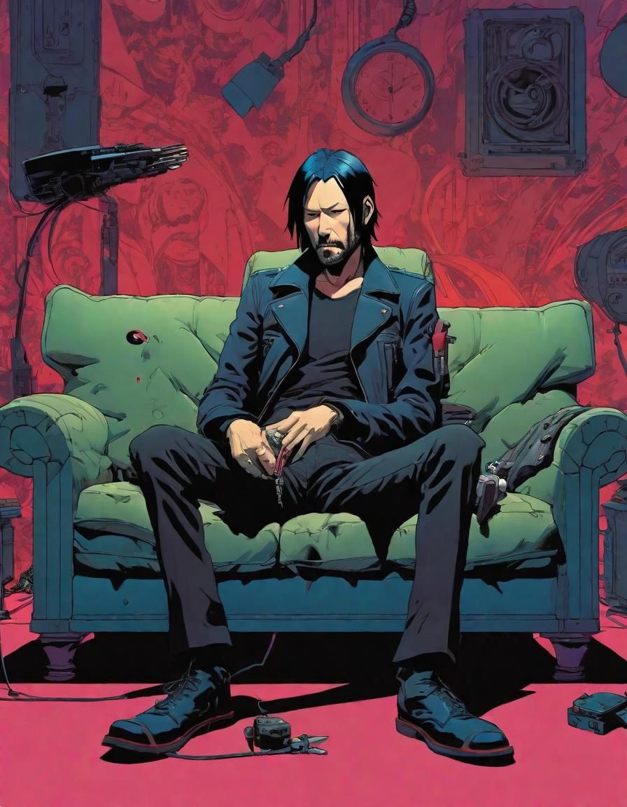 Keanu Reeves in Gorillaz Band Cyberpunk Style