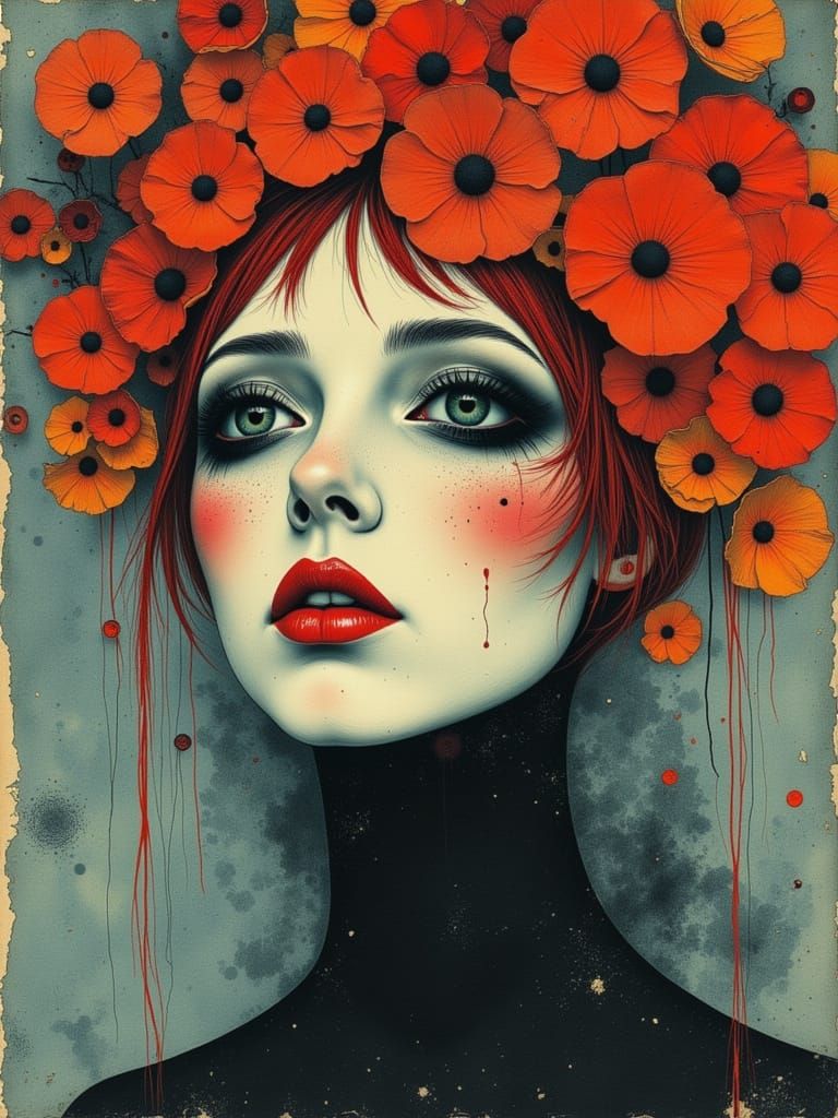 Gothic Surrealism: Watercolor Floralcore Dreamscape