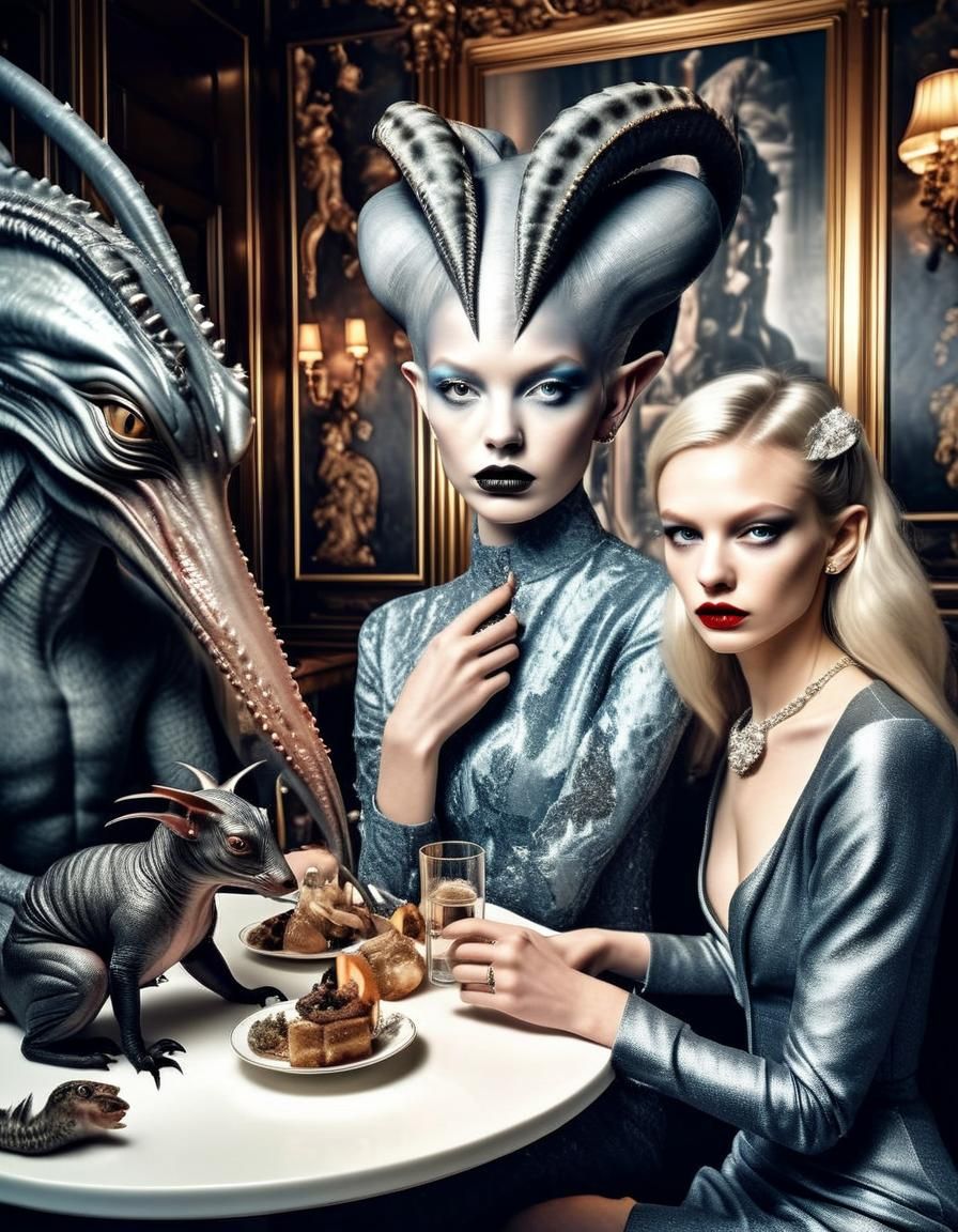 Aliens and Humans Socializing in Hyperrealistic Photo