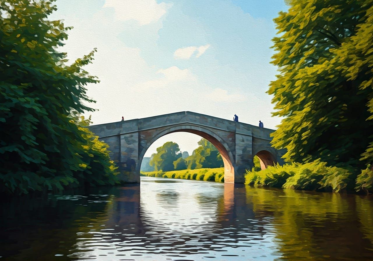 Godmanchester Bridge: An Impressionist Gouache Painting