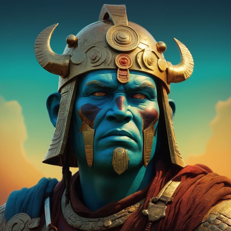 Ethereal Warrior Emerges from Golden Treasure