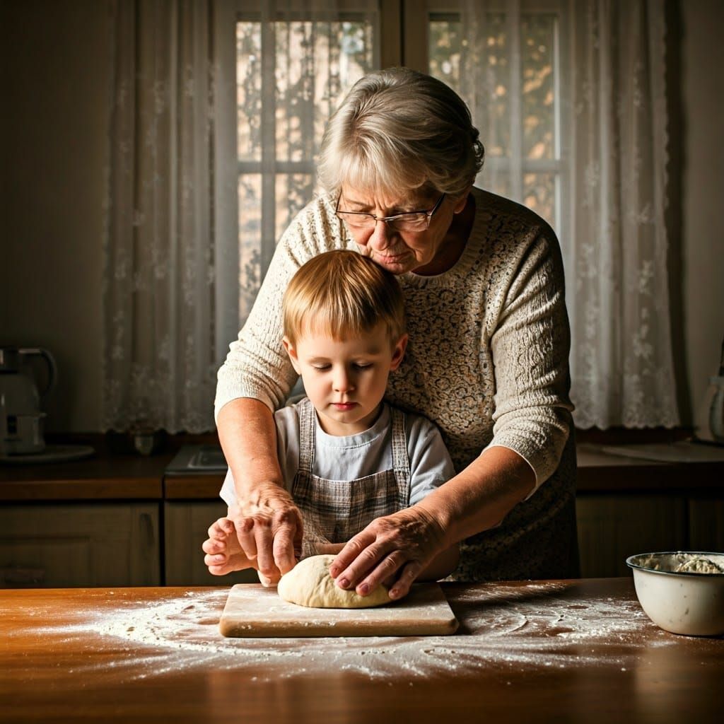 Warmth of Intergenerational Bonding in a Cozy Kitchen