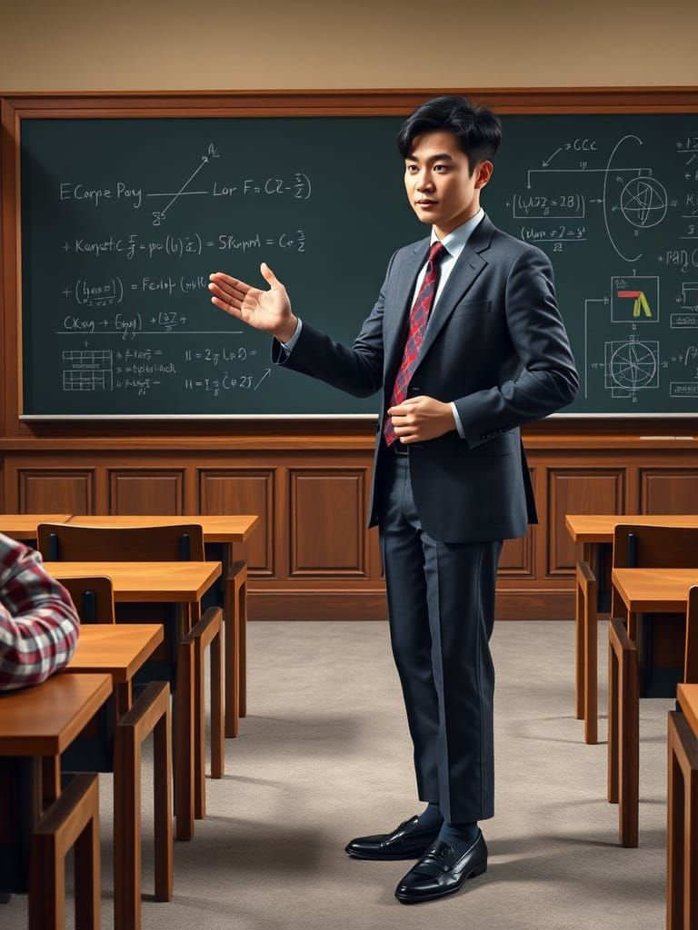 Confident Asian Physics Lecturer in Traditional University S...