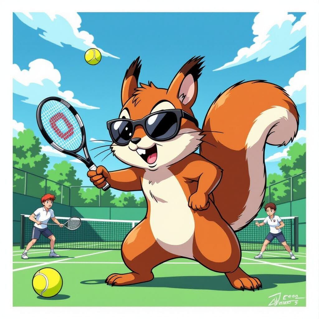 Secret Agent Squirrel's Tennis Sabotage: Dramatic Anime Styl...