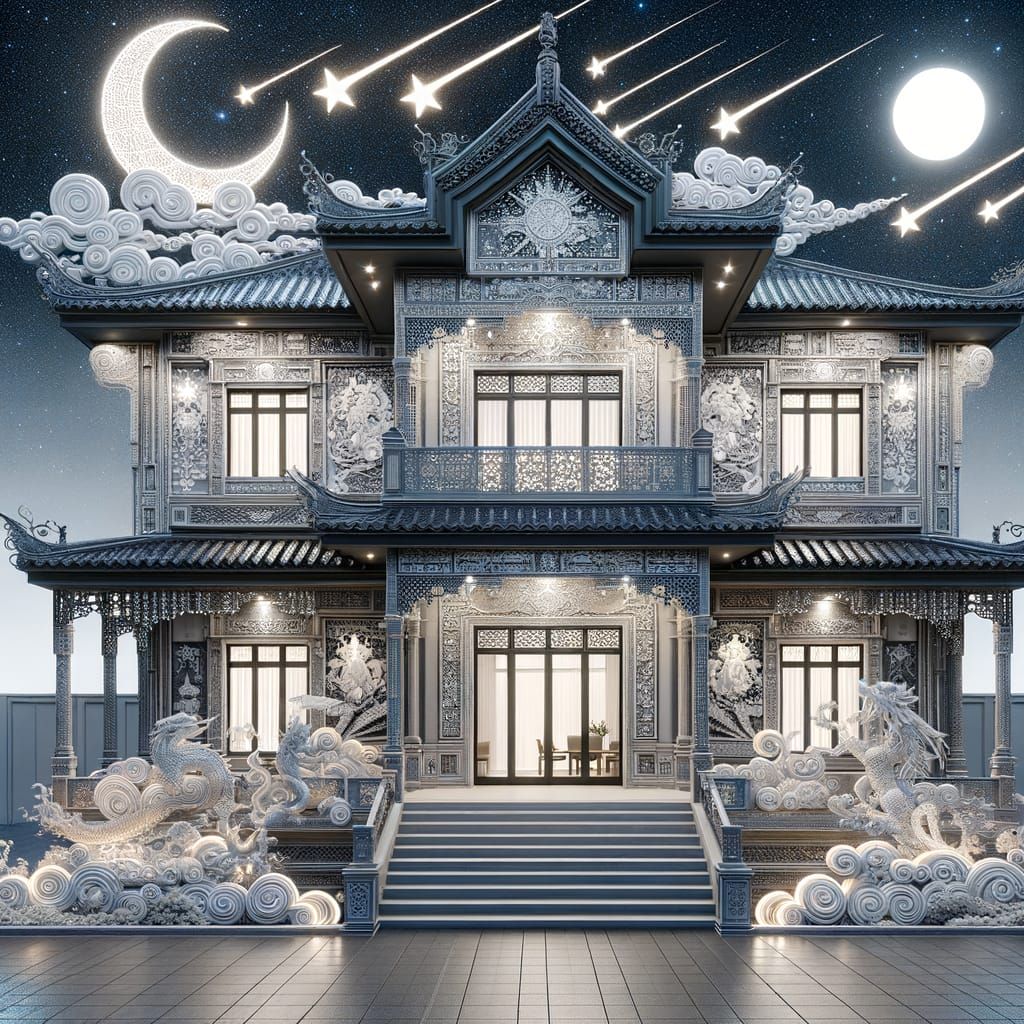 Lavish Villa Under Celestial Night Sky
