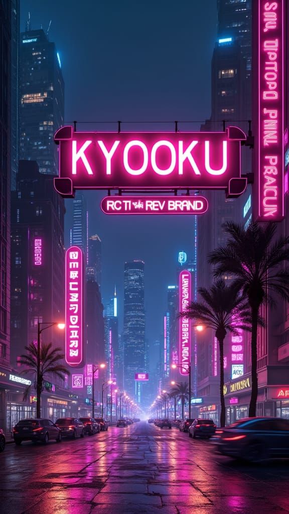 Surreal Futuristic Cityscape at Night in Cyberpunk Style