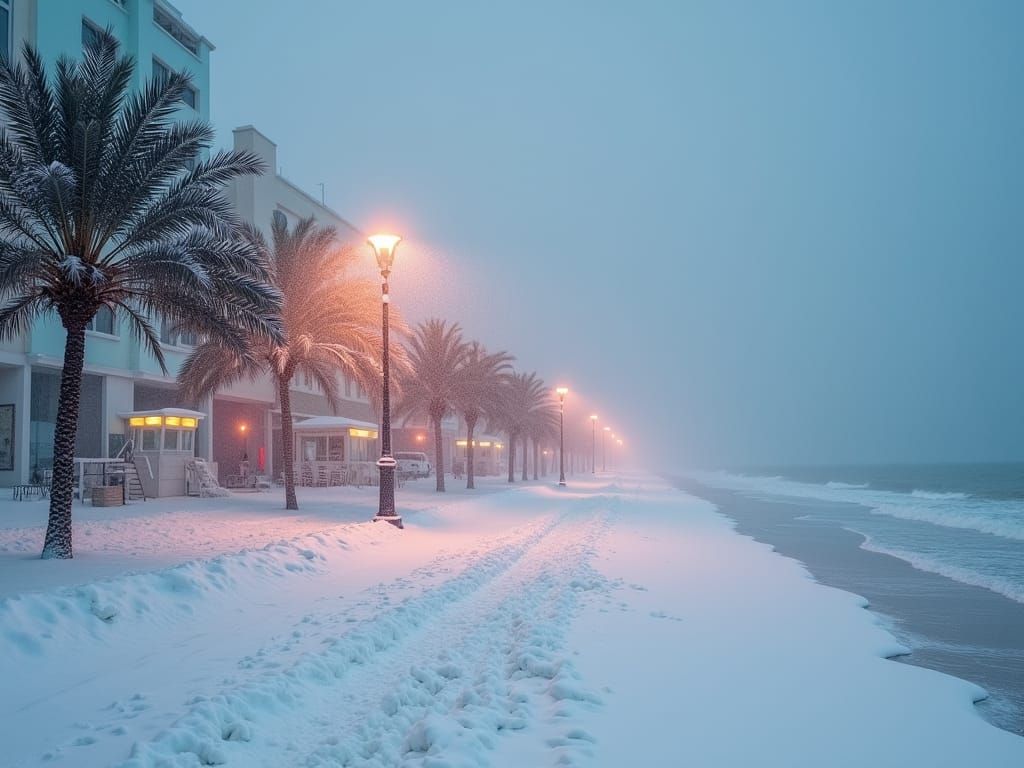Surreal Winter: Miami Beach Covered in Snow