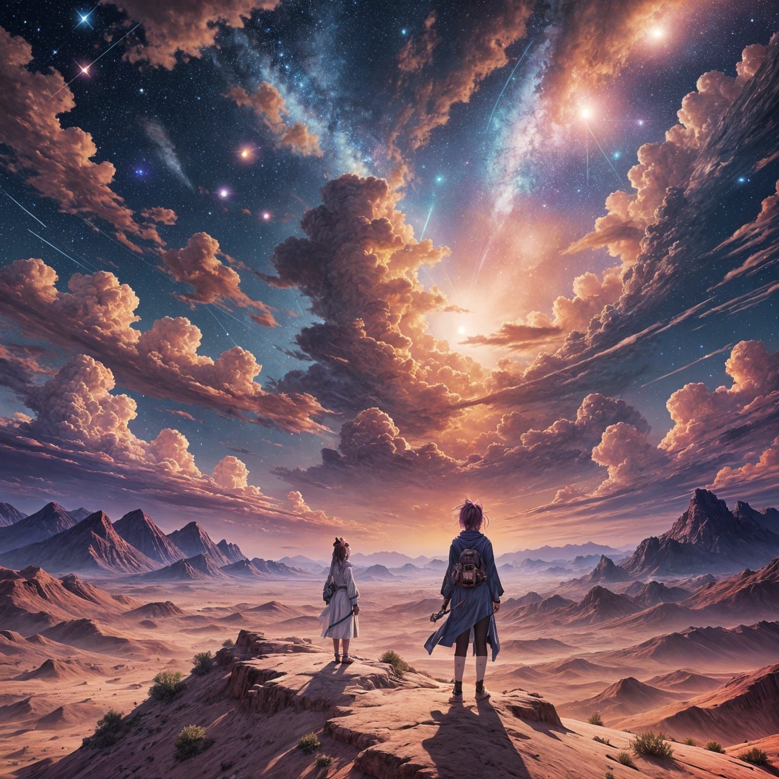 Anime-Inspired Desert Night Sky in 8K