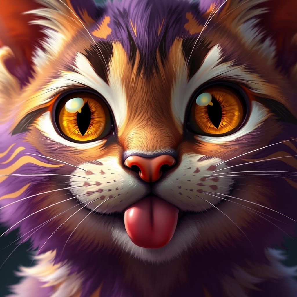 Delighted Cat Portrait in Dark Fantasy Sprite Art
