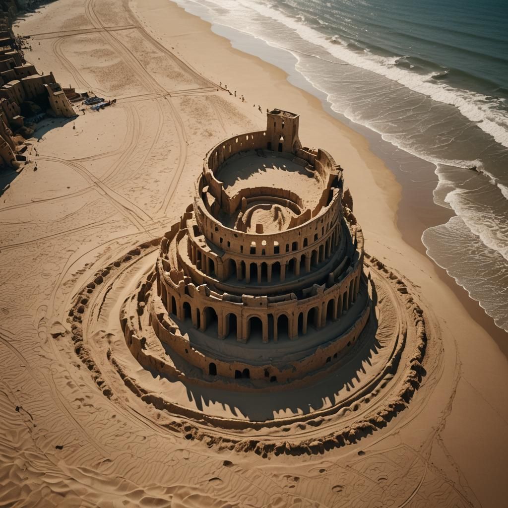 Sand Colosseum at the Beach in Golden Light