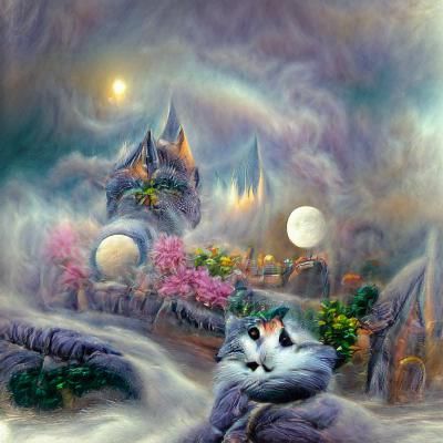 Ethereal Fantasy Cat on Moon