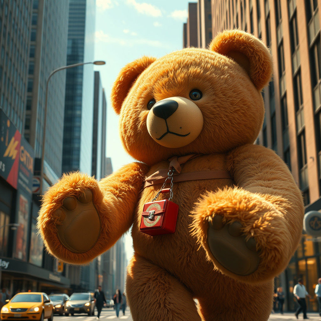Giant Teddy Bear Walks Through Manhattan: Photorealistic Dig...
