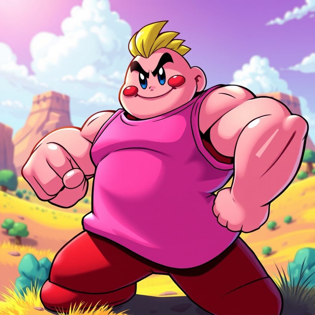 Heroic Kirby in Vibrant Landscape