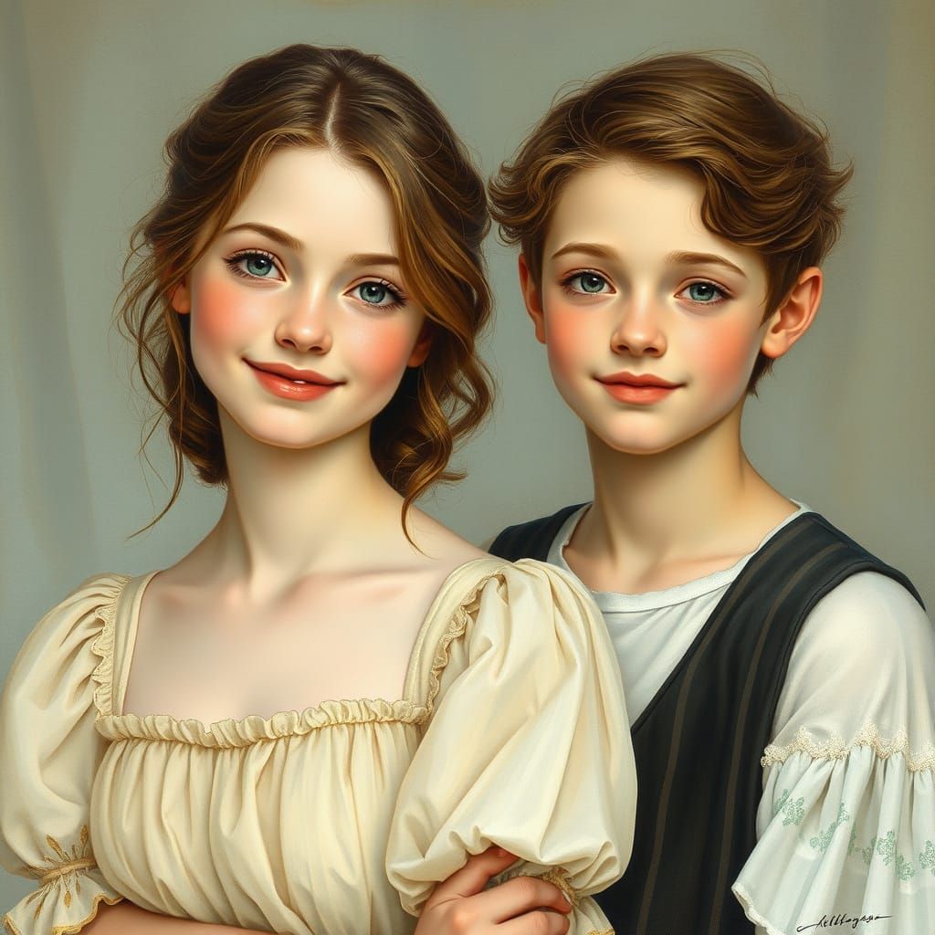 Young Lovers in Whimsical Watercolor Style