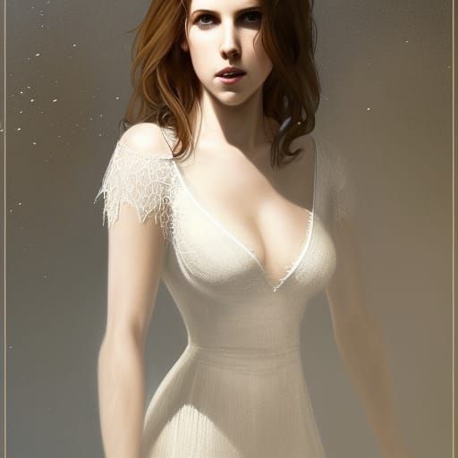 Portrait of Woman in Lace Dress, Detailed Art