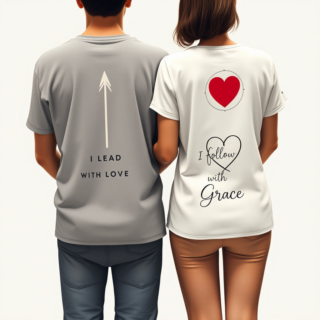 Matching Couple Shirts in Detailed Digital Painting Style