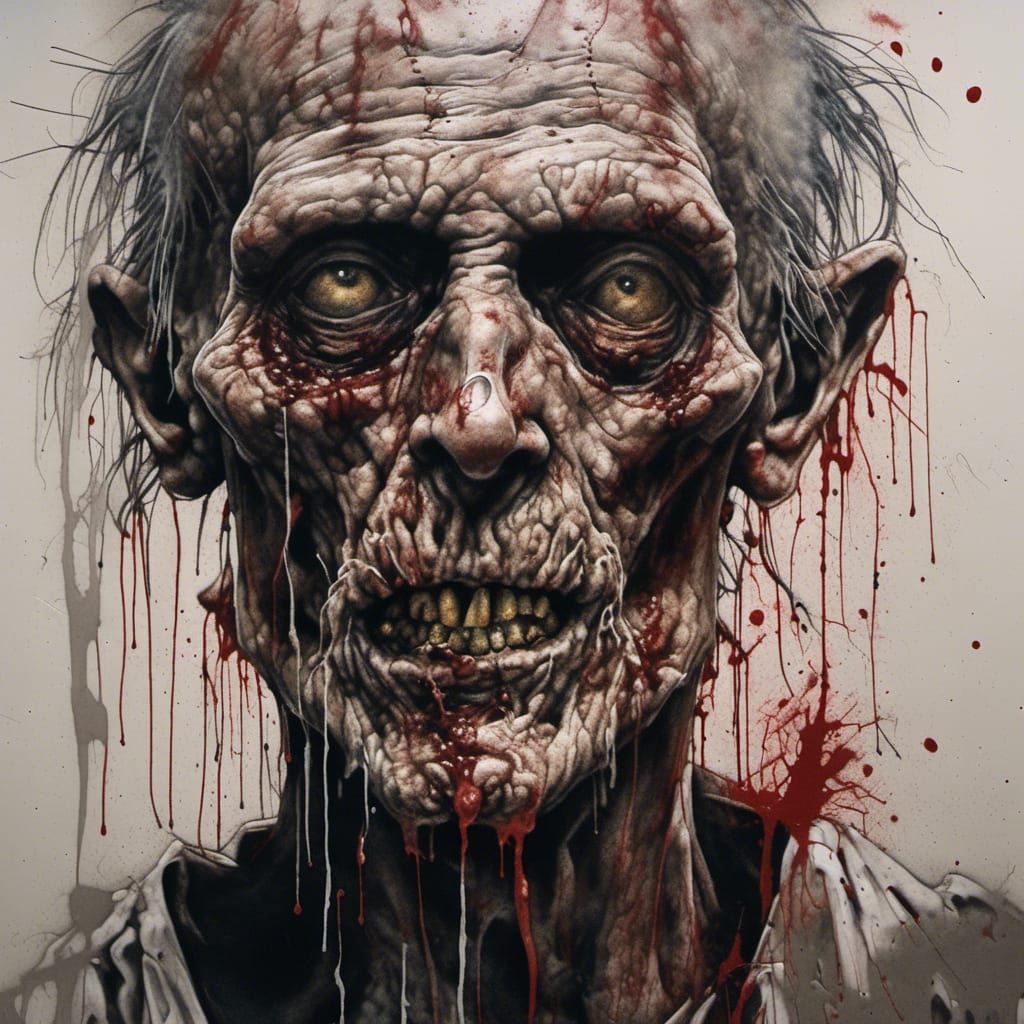Zombie Feast: A Photorealistic Portrait in Rembrandt Style