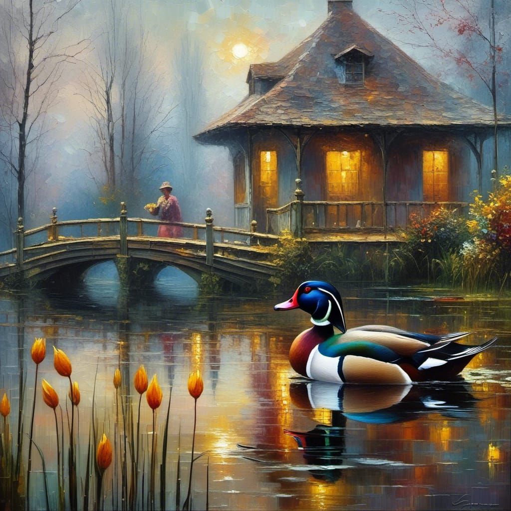 Wood Duck on a Misty Morning