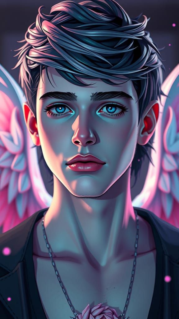 Sweet Pastel Angel Portrait in Triadic Colors