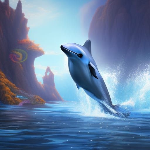 Dolphin Leaps: Detailed Fantasy Concept Art