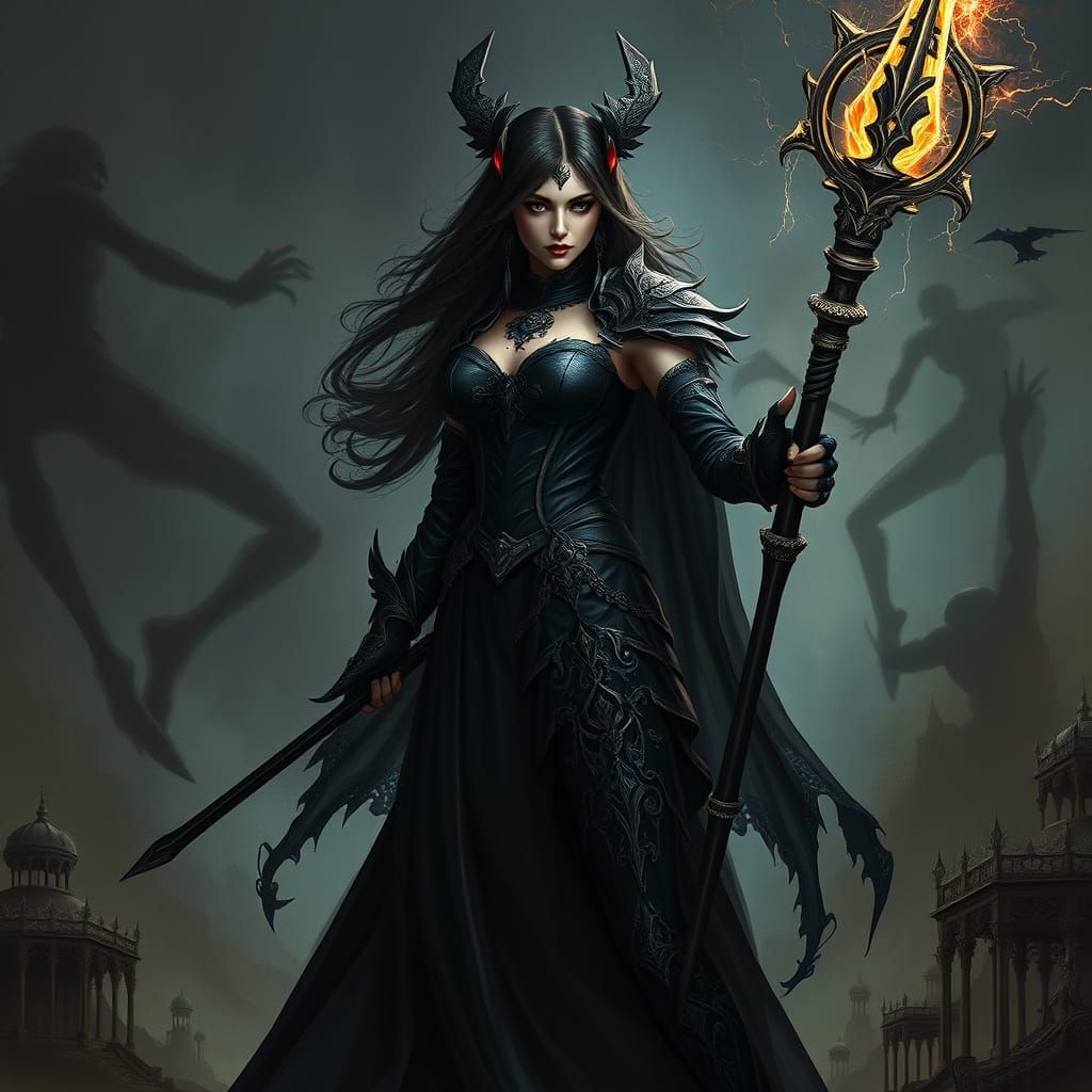 Heroic Dark Fantasy Warrior in Elegant Gothic Armor