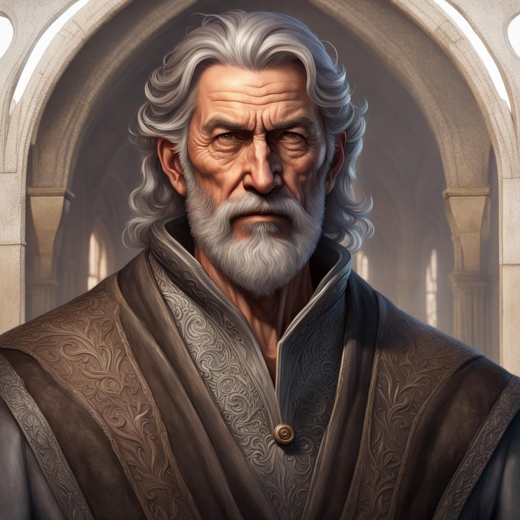 Noble Medieval Man Portrait in Hyperdetailed Style