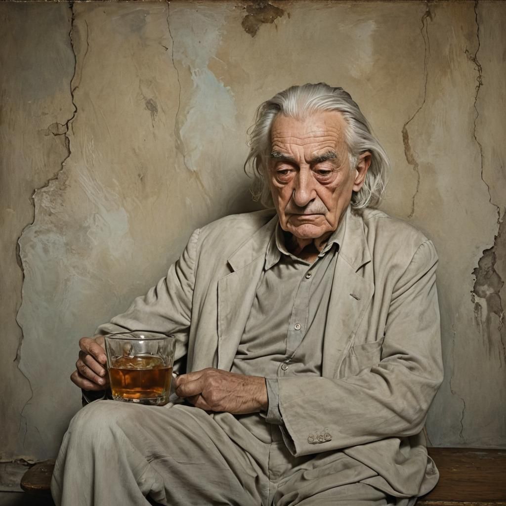Sad Old Man in Melancholic Surrealism
