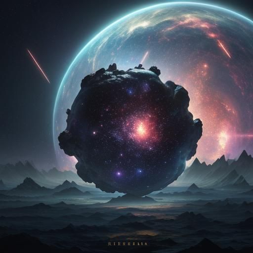 Iridescent Gourd Floating in Nebula: 3D Anime Art