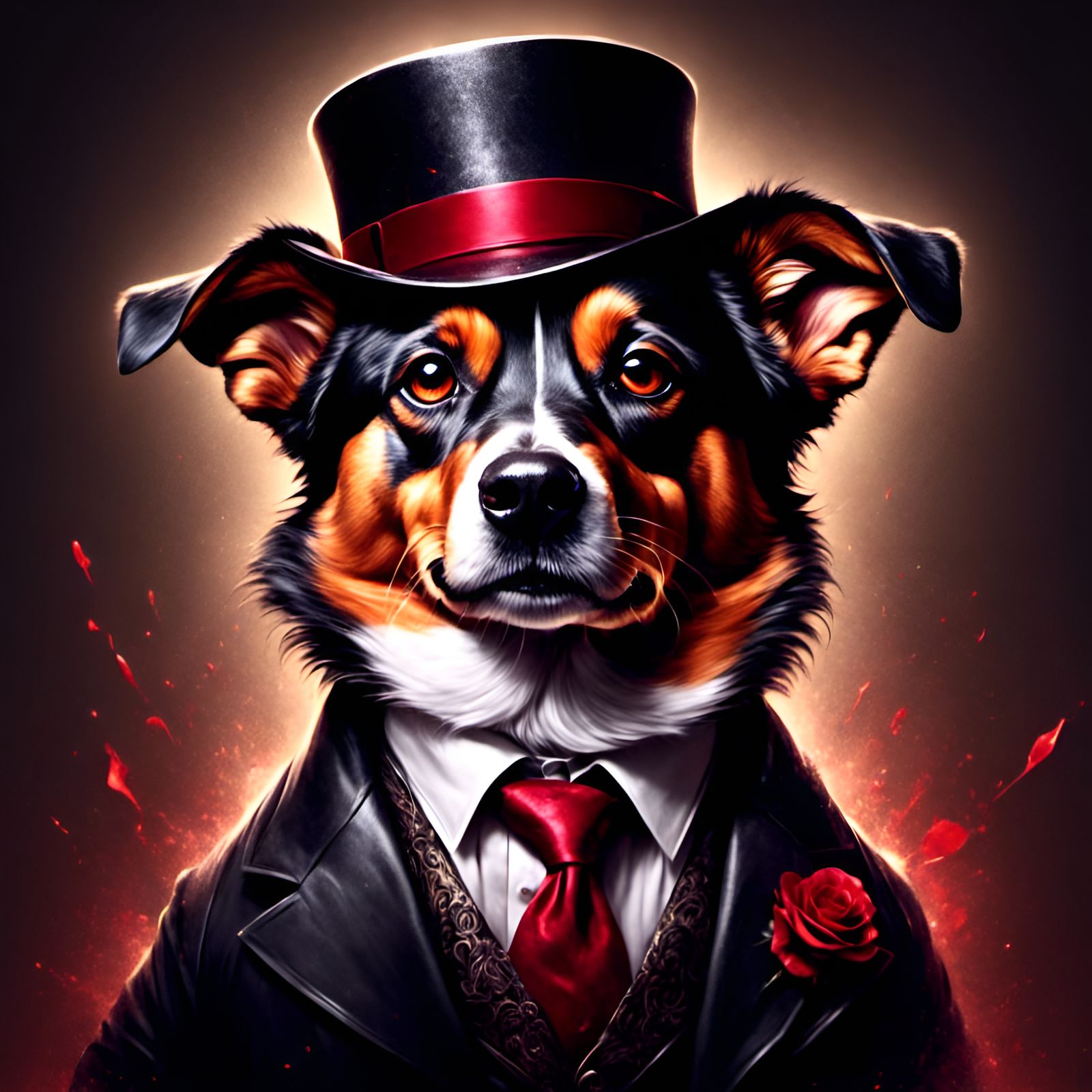 Dog Mobster Portrait with Graffiti Elements