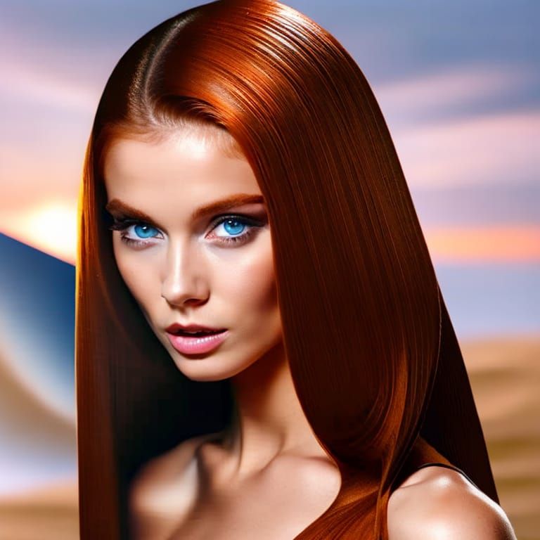 Stunning Portrait of a Red-Haired Woman in Art Vogue