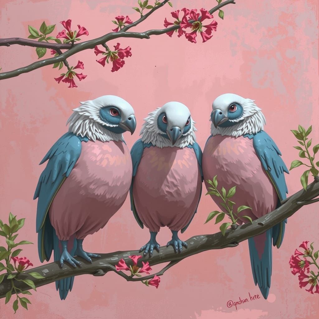 Red-Hued Woman in Rosy Landscape: Digital Vermillion Paintin...