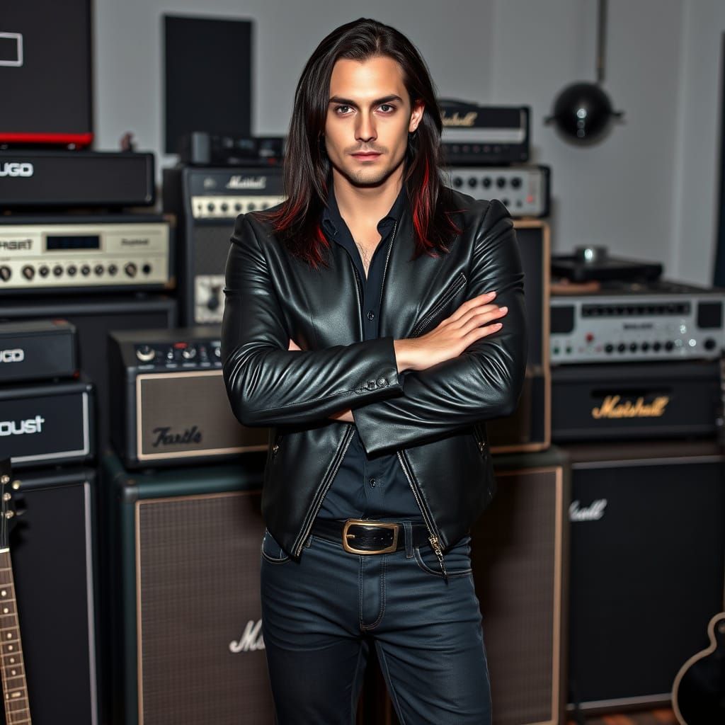 Eternal Gothic Rocker in Modern Studio Setting