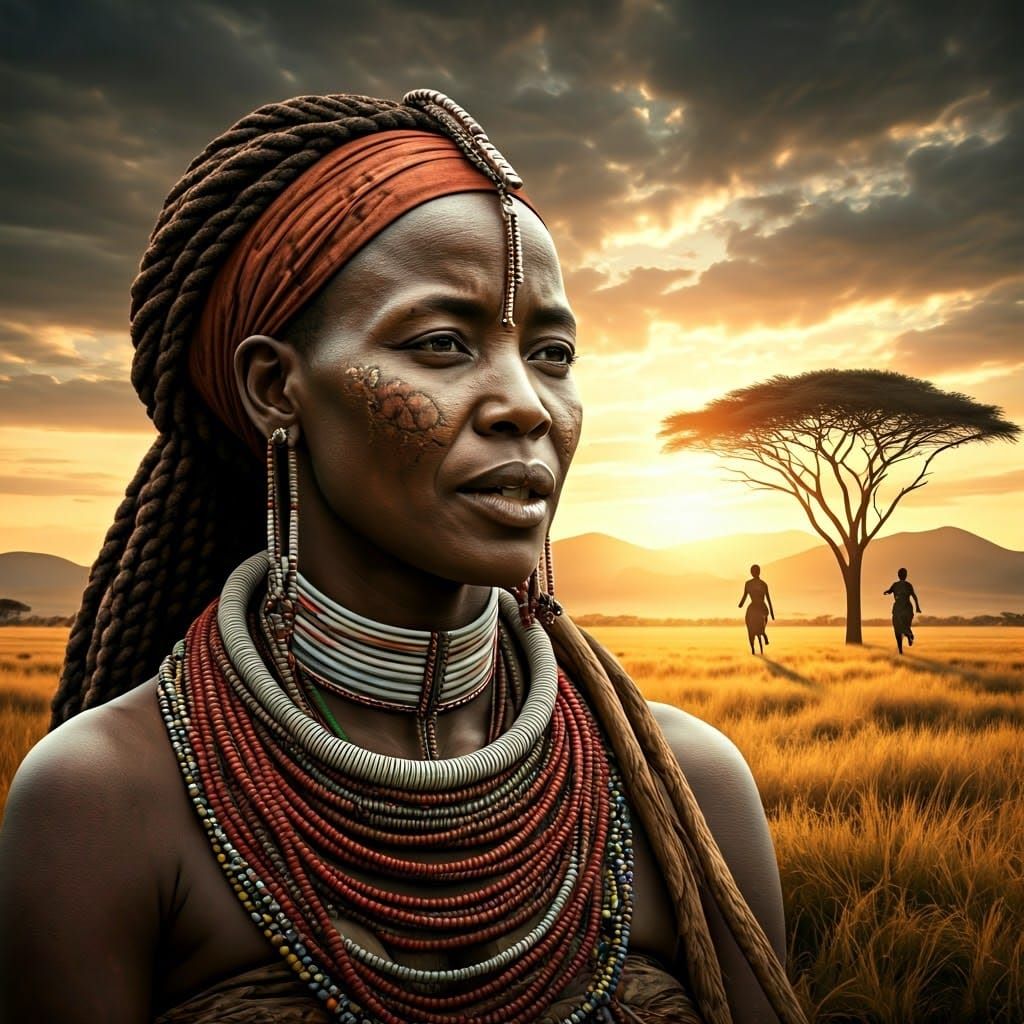 African Shaman in Harmony with Nature's Spirits