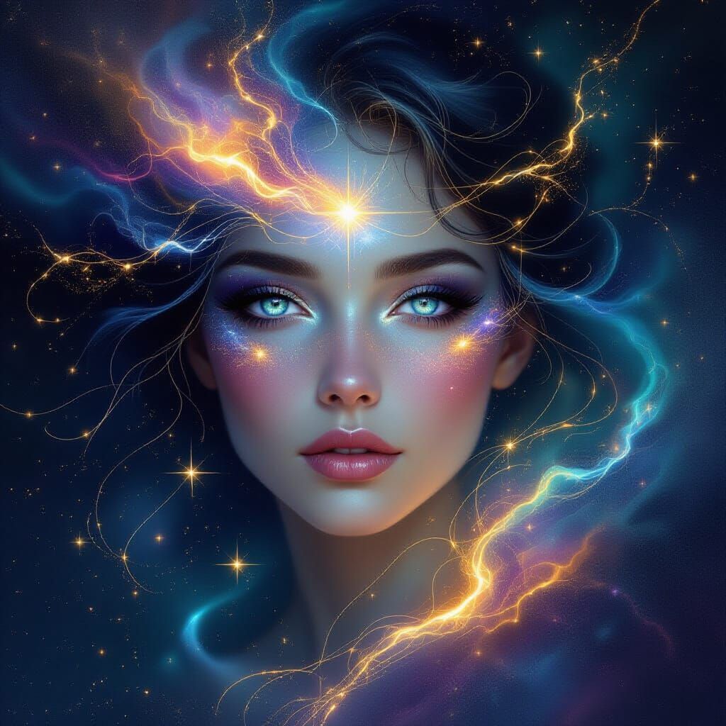 Celestial Being of Stardust and Nebulae in Cosmic Fantasy Ar...