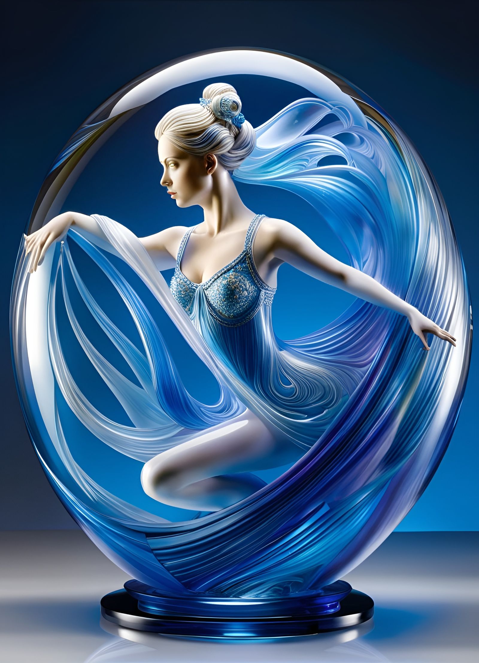 Glass sculpture of a ballet dancer