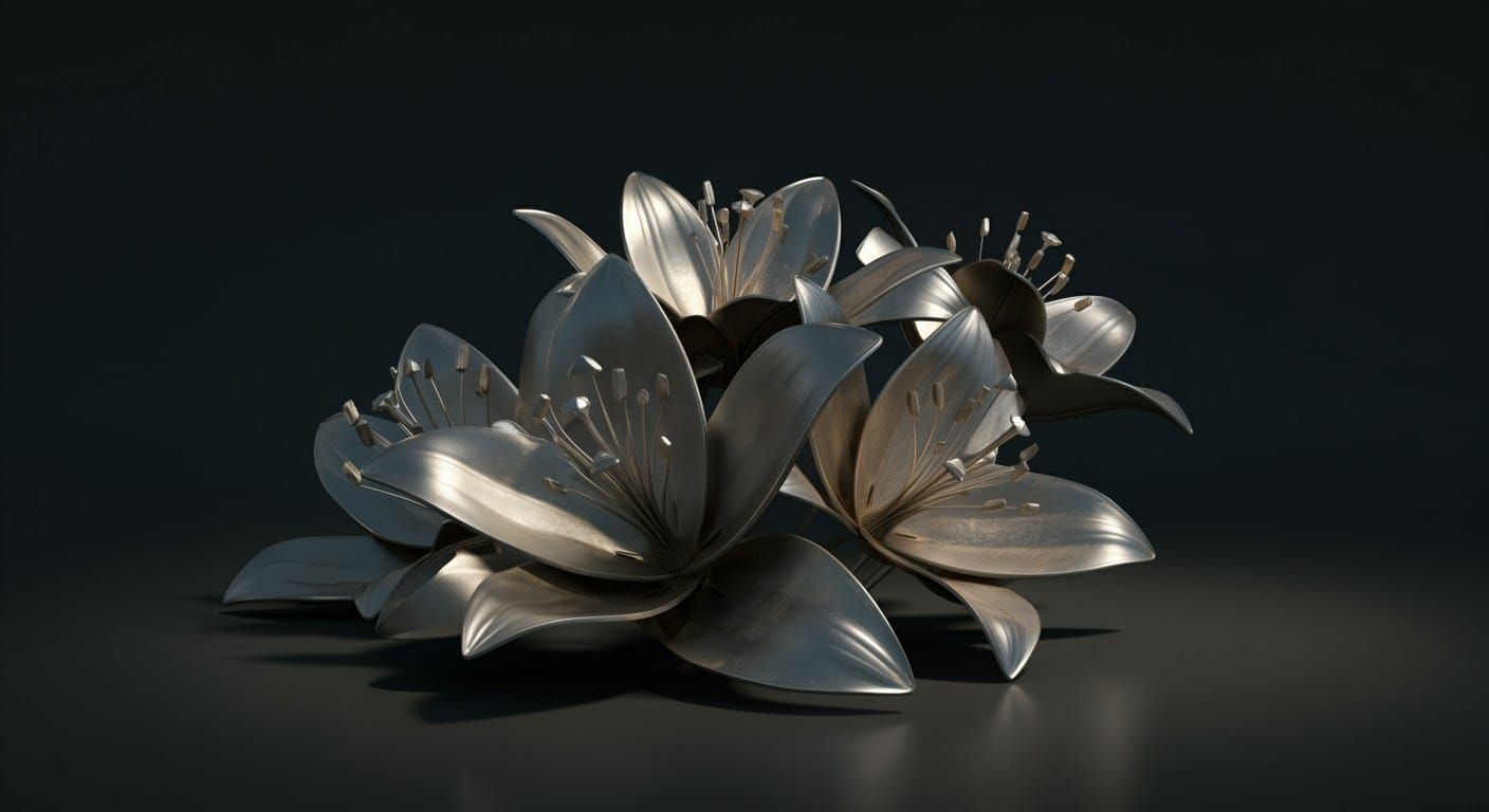 Metallic Aluminium Lilies in Industrial Style